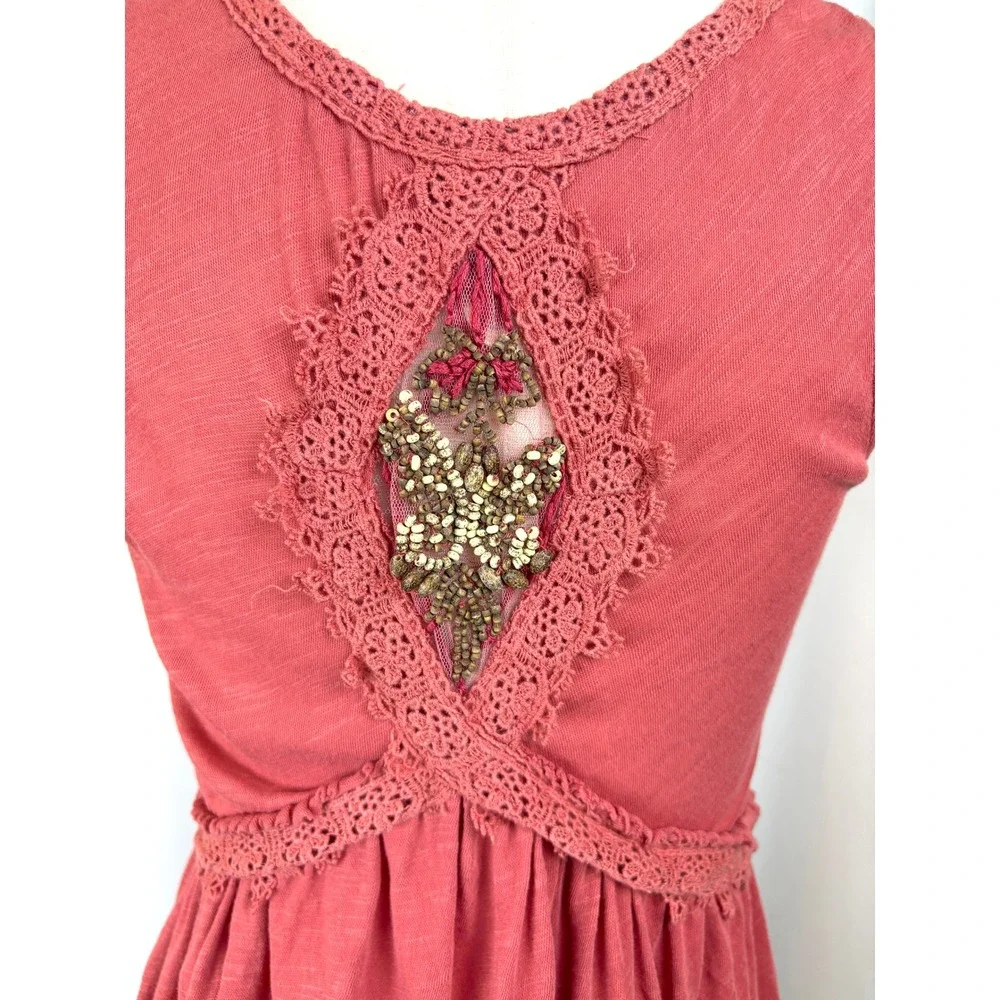 Free People Butterfly Back Bohemian Earthy Peasant Tunic Top Extra Small